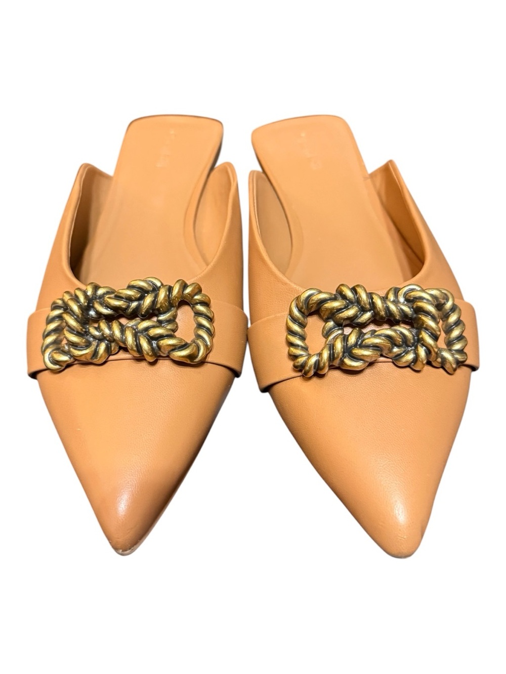 Open Edit Edkyla Pointed-Toe Chain Mule Slides Women’s 9.5 Tan
